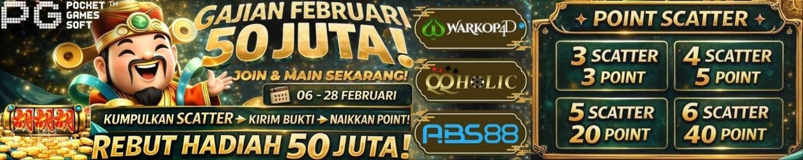 ????AMBIL “GAJI” FEBRUARI 50 JUTA!???? Bareng QQHOLIC x WARKOP4D x ABS88